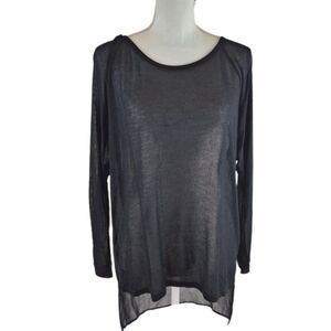 sheer black modal coverup / lightweight high-low swim layer – women’s XS